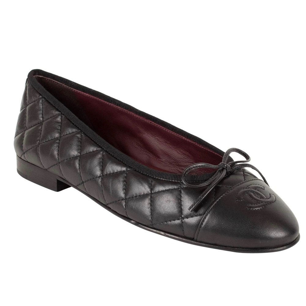 Chanel Black Calfskin Ballerina flats.